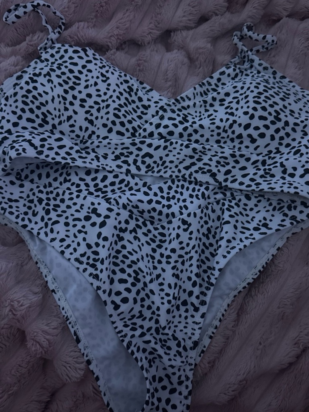 SHEIN Black & White Spotted Wrap Bikini